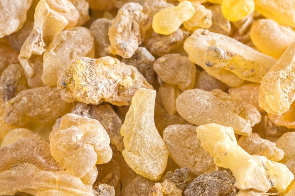 Natural Pharmaceuticals Movisan Lähivaade ebakorrapärasest, merevaigukollasest Boswellia serrata vaigust, mida tuntakse ka India lagrimmi nime all ja mida kasutatakse muu hulgas toidulisandites ja ayurveda meditsiinis.